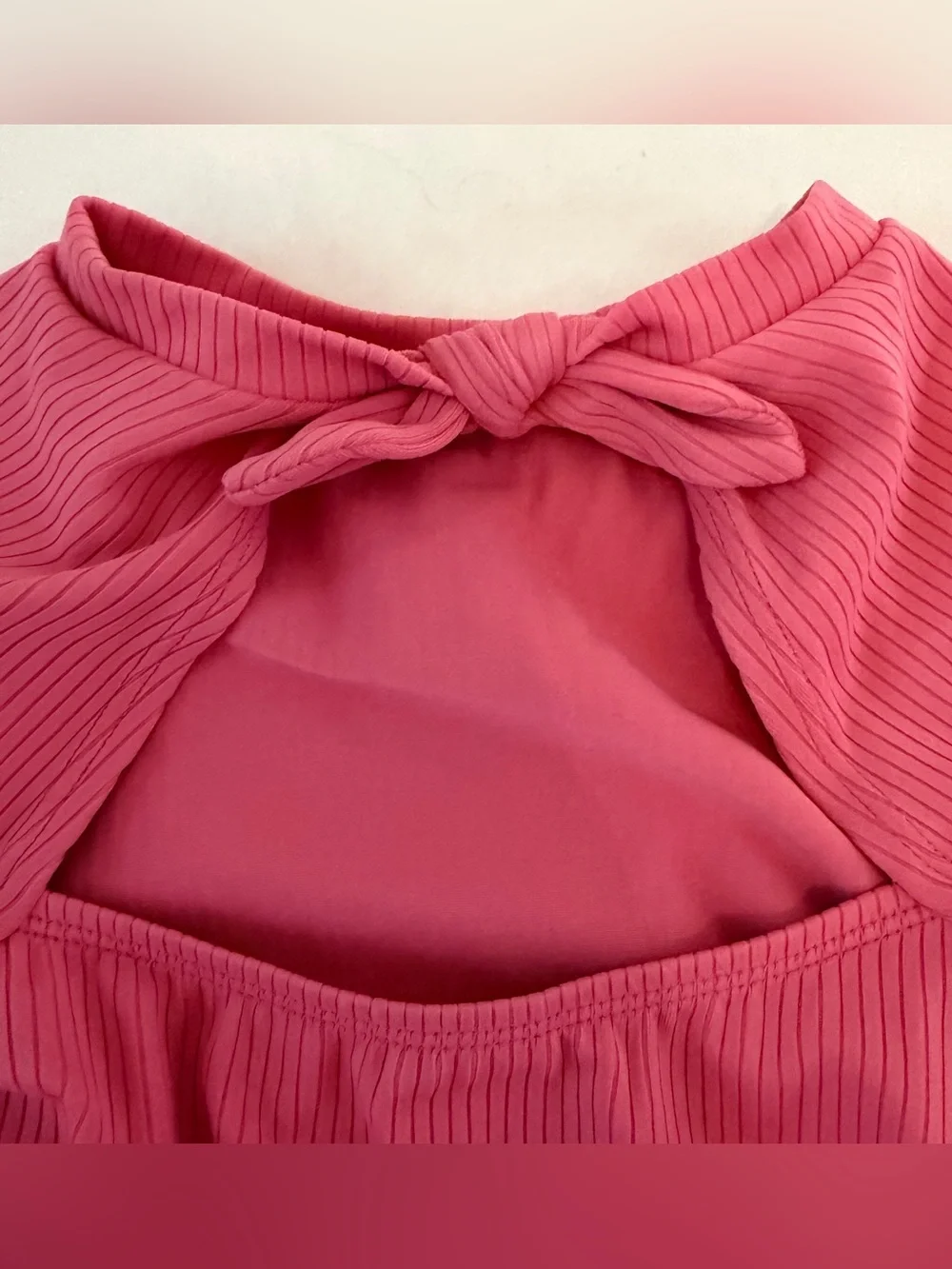 Girls Pink Ribbed Long Sleeve Bodysuit / Swim One Piece Size 5T